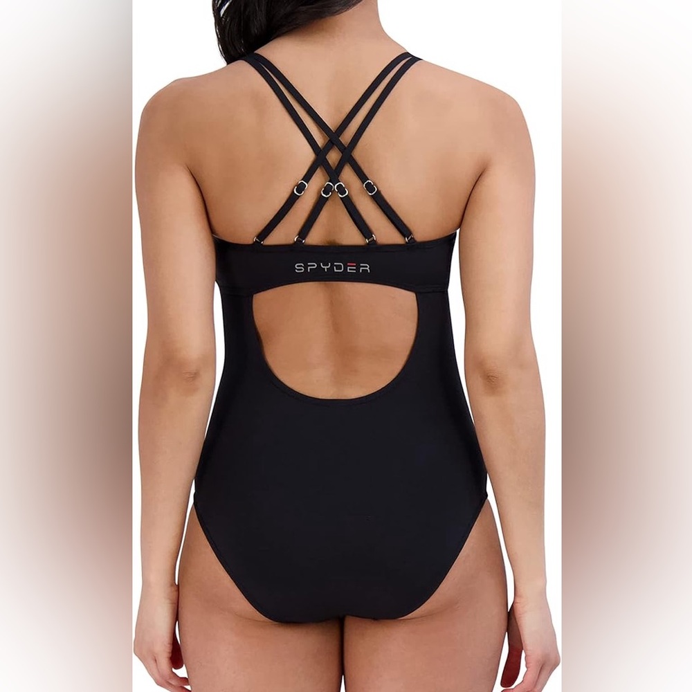 NWOT SPYDER One Piece Swimsuit Scoop Neck Double Strap Tummy Control Modest - L